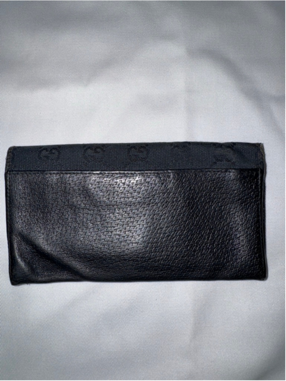 Gucci Black GG Canvas Wallet Bifold Long Wallet Monogram Leather Trim - Picture 3 of 9